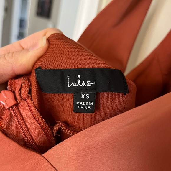 Lulus Elegant Entrance Terracotta Satin Tie-Back Maxi Dress - Picture 11 of 12